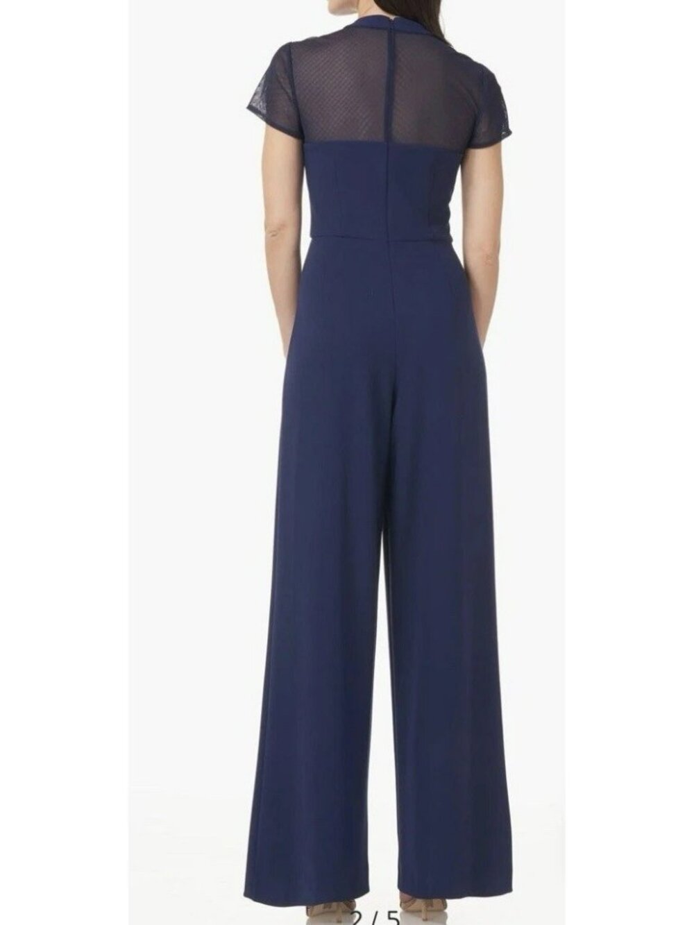 JS Collections Calista Peplum Jumpsuit Womens Size 14 Navy Wide Leg Formal NWT - Picture 4 of 16